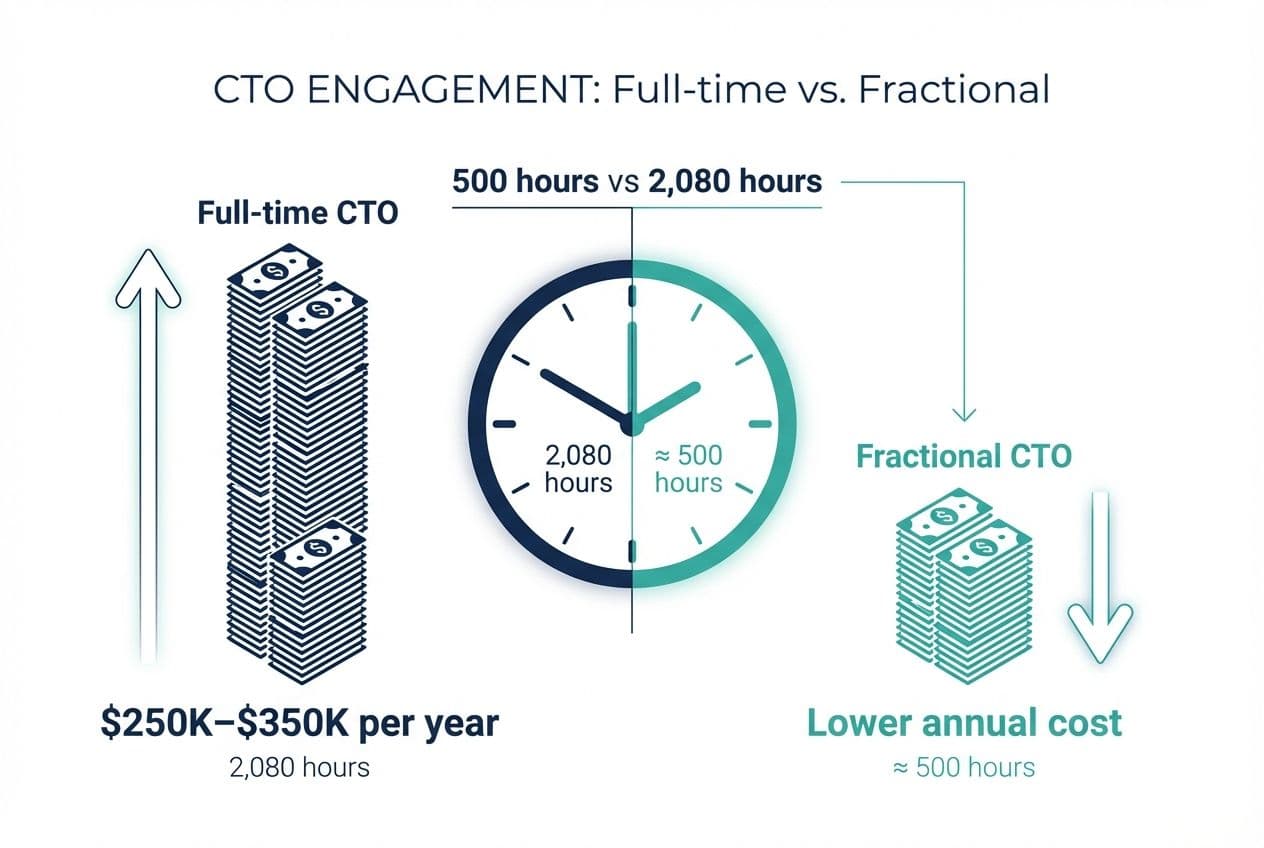 Cost comparison between full-time CTO salary and fractional CTO engagement model